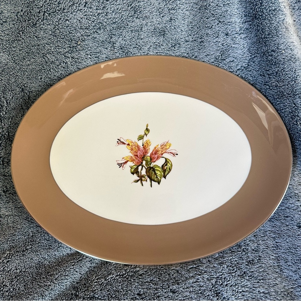 Flintridge USA Bone China Silver Lined Floral Serving Platter